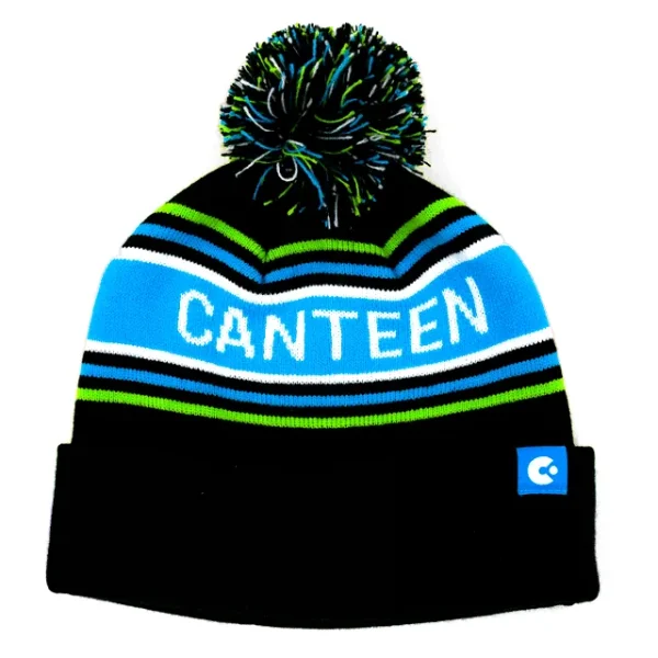A close up view of the canteen beanie