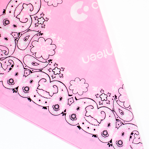 A close up photo of the Mexican pink bandana