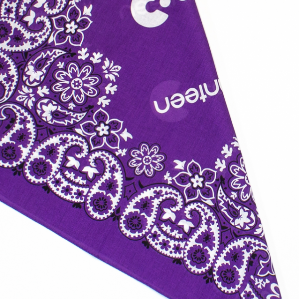 A close up photo of the purple Mexican bandanna