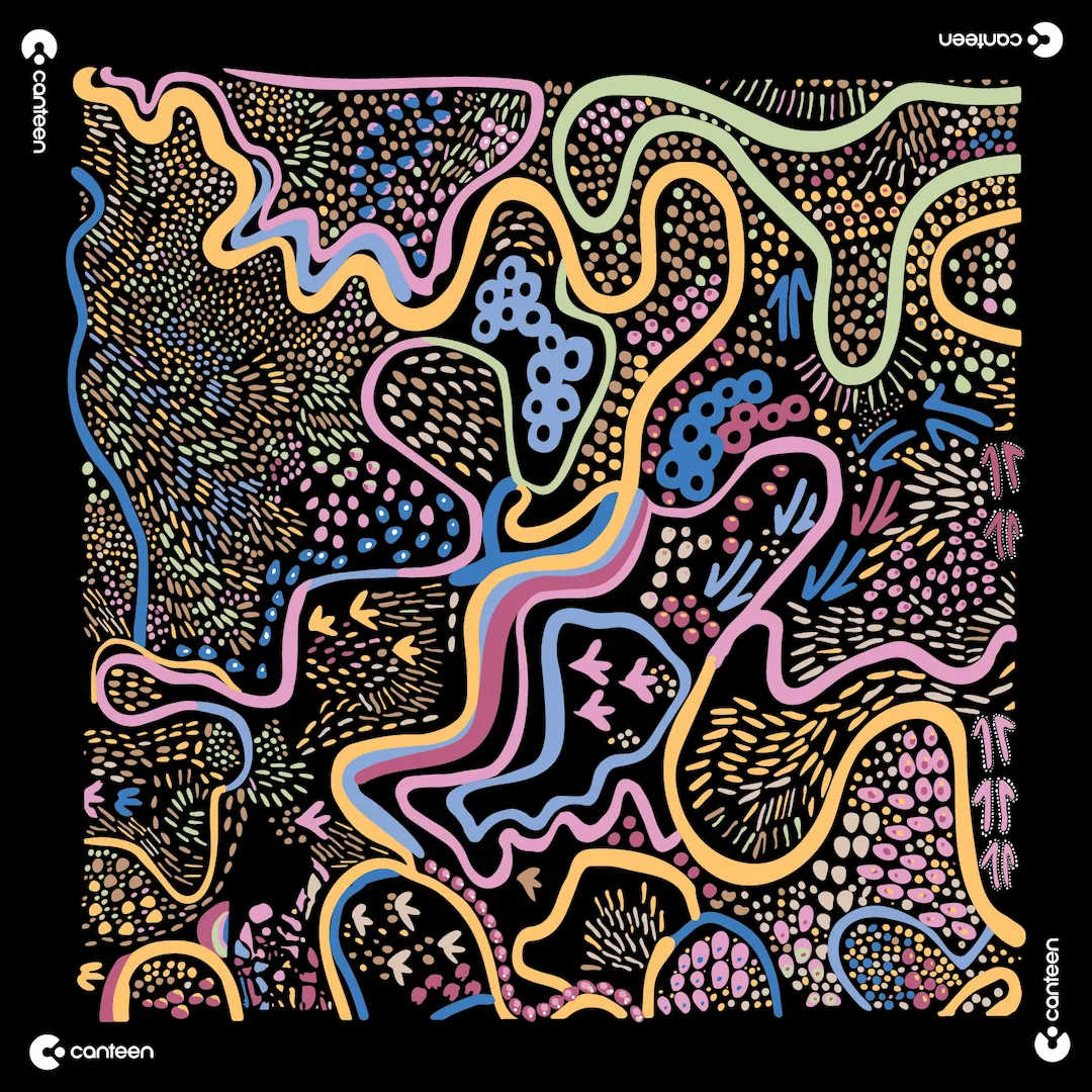 A graphic representation of the Dreaming Track Nights bandanna