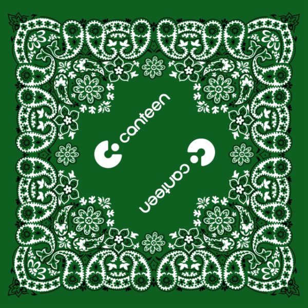 green bandana with a Mexican design
